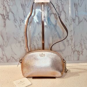 Kate Spade Metallic Rose Gold Crossbody Bag NWOT